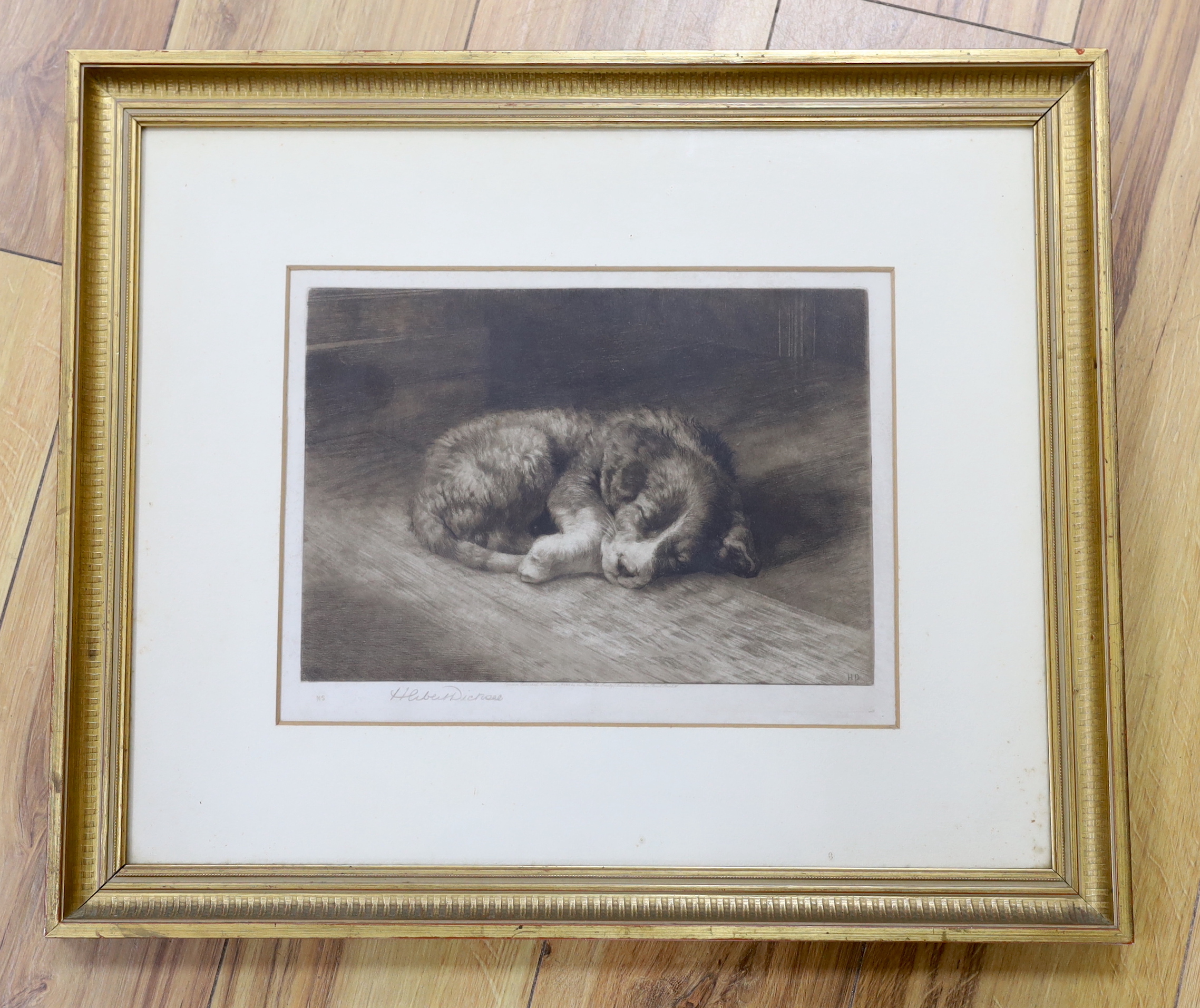 Herbert Dicksee (1863-1942), engraving, 'The First Night from Home', signed in pencil, publ. London 4th November 1901 by The Fine Art Society, 24 x 31cm